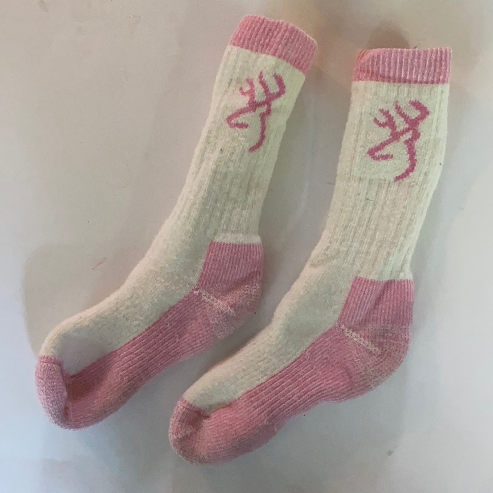 BROWNING Ivory Pink Wool Blend Socks EUC